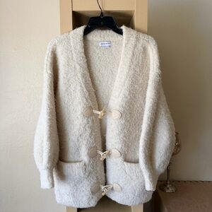 Women's Cream Toggle Cardigan